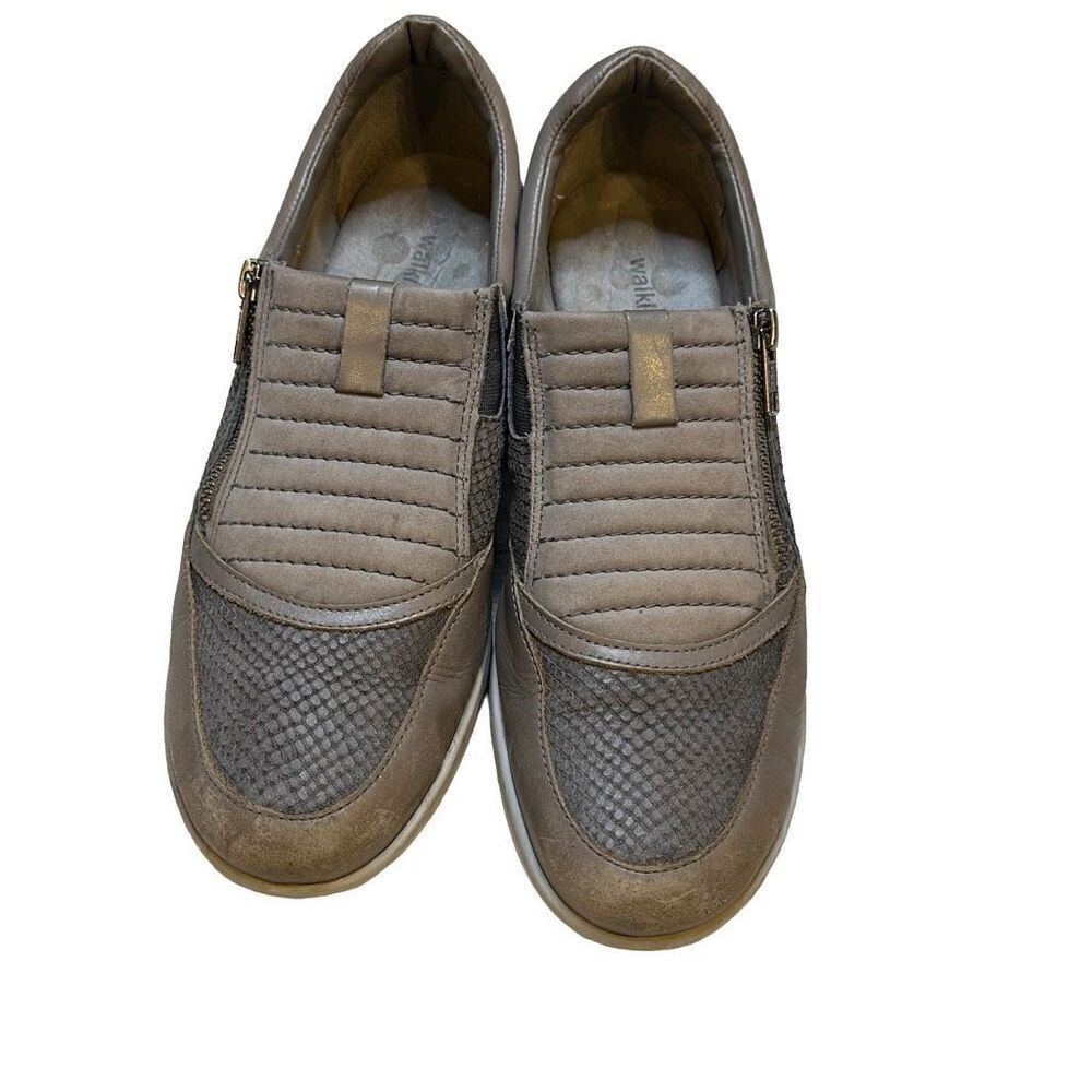 Walking Cradles Women's Tan Leather Zip Sneakers Size 9